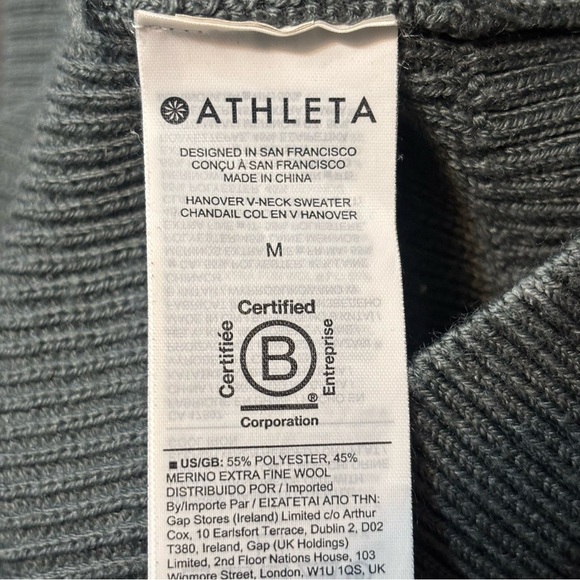 Athleta Hanover V-Neck Sweater Merino wool Blend oversized knit Sz M - Picture 8 of 8